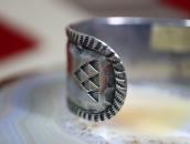 Antique Navajo 卍 & T-bird Stamped Ingot Silver Cuff  c.1915～