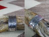 Antique Navajo 卍 & T-bird Stamped Ingot Silver Cuff  c.1915～