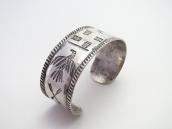 Antique Navajo 卍 & T-bird Stamped Ingot Silver Cuff  c.1915～