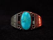Vintage Ingot Silver Cuff w/HighGrade Blue Gem TQ