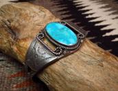 Vintage Ingot Silver Cuff w/HighGrade Blue Gem TQ