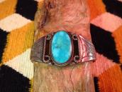 Vintage Ingot Silver Cuff w/HighGrade Blue Gem TQ