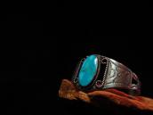 Vintage Ingot Silver Cuff w/HighGrade Blue Gem TQ