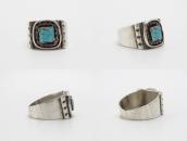 Vintage Navajo Square No.8 Turquoise Ring in Silver c.1955～