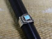 Vintage Navajo Square No.8 Turquoise Ring in Silver c.1955～