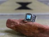 Vintage Navajo Square No.8 Turquoise Ring in Silver c.1955～