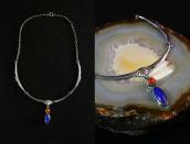 【Joe H. Quintana】Vtg Cochiti Necklace w/Coral & Lapis Lazuli