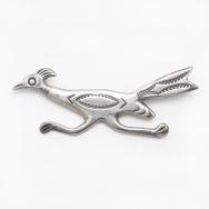 Vtg Navajo Stamped Cast Silver Roadrunner Shape Pin c.1945～