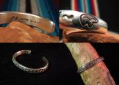 P.Johnson Stamped Silver Cuff Bracelets