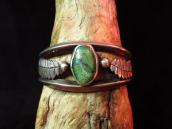 Vintage Leaf Patched Heavy Silver Cuff w/TQ c.1960