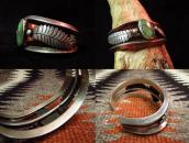 Vintage Leaf Patched Heavy Silver Cuff w/TQ c.1960