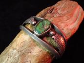 Vintage Leaf Patched Heavy Silver Cuff w/TQ c.1960