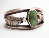 Vintage Leaf Patched Heavy Silver Cuff w/TQ c.1960