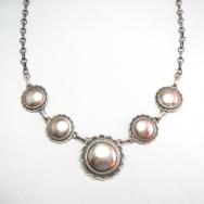 Vintage Handmade Chain Necklace w/5 Silver Concho  c.1970