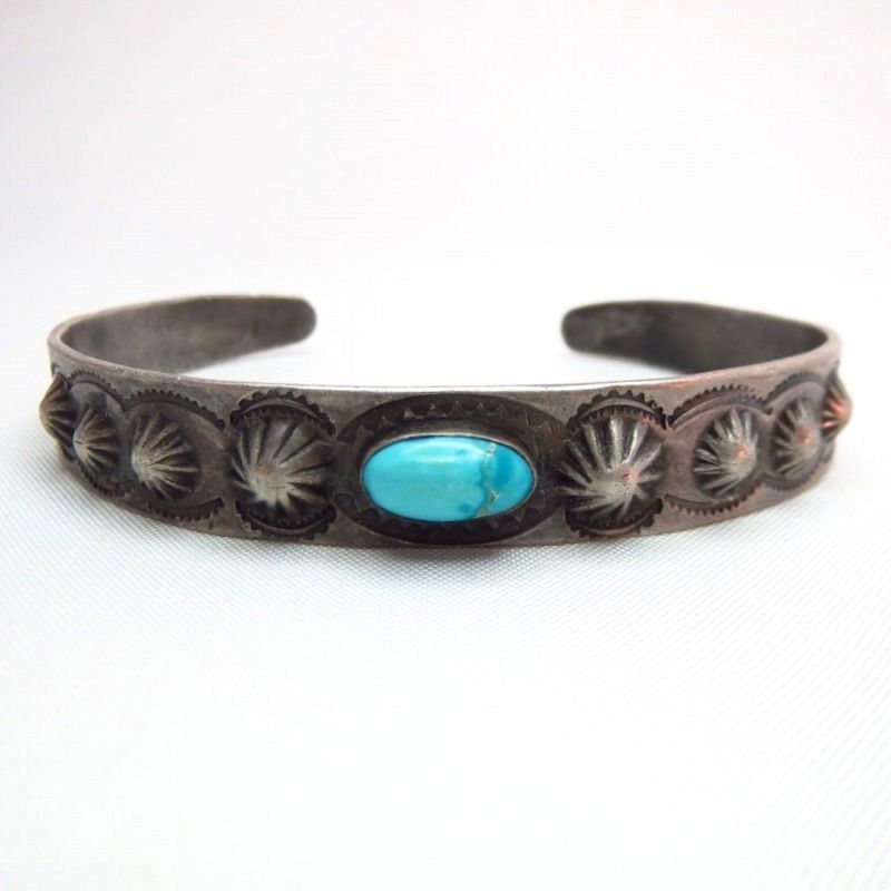 Antique Repos & Stamped Cuff w/Oval TQ  c.1930