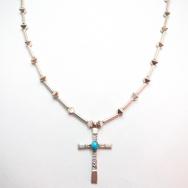 Joe H. Quintana Cochiti Silver StudBead Necklace w/Cross Fob