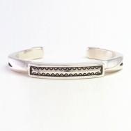 【Clendon Pete】 Navajo "FlatTop" Heavy Silver Wire Cuff 2 M