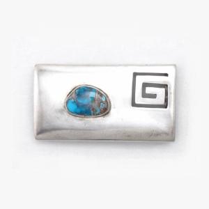 【George Kee】Belt Buckle w/Hi-Grade Persian Turquoise c.1955～