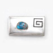 【George Kee】Belt Buckle w/Hi-Grade Persian Turquoise c.1955～