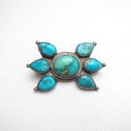 Vintage ZUNI or NAVAJO Silver Pin Brooch w/TQ  c.1940～