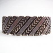 Vintage Bias Stamped Ingot Silver Cuff Brcelet  c.1940～