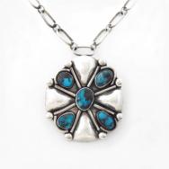 【Allen Pooyouma】Hopi Vtg Floral Pendant/Pin Brooch  c.1960～