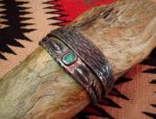Antique NavajoTwistedwire Cuff Bracelet w/TQ  c.1920