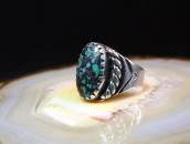 Early Navajo Silver Men's Ring w/Spiderweb Turquoise  c.1920