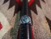 Early Navajo Silver Men's Ring w/Spiderweb Turquoise  c.1920