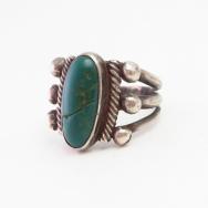 Early Navajo SplitShank Men's Ring w/Green Turquoise c.1910～