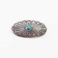 Antique Navajo Stamped Silver Concho Pin w/Turquoise  c.1930
