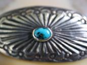 Antique Navajo Stamped Silver Concho Pin w/Turquoise  c.1930