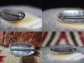 Antique Navajo Stamped Silver Concho Pin w/Turquoise  c.1930