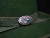 Antique Navajo Stamped Silver Concho Pin w/Turquoise  c.1930