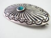 Antique Navajo Stamped Silver Concho Pin w/Turquoise  c.1930