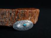 Antique Navajo Stamped Silver Concho Pin w/Turquoise  c.1930