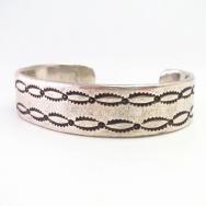 Historic Navajo Stamped Ingot Silver Cuff Bracelet  c.1890～