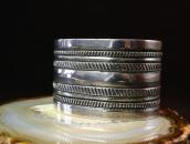 Atq Navajo Chiseled & Stamped Ingot Silver Wide Cuff c.1910～