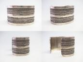 Atq Navajo Chiseled & Stamped Ingot Silver Wide Cuff c.1910～