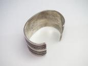 Atq Navajo Chiseled & Stamped Ingot Silver Wide Cuff c.1910～