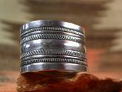 Atq Navajo Chiseled & Stamped Ingot Silver Wide Cuff c.1910～