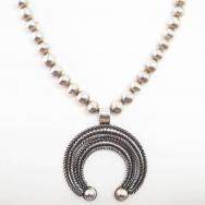 【Ernie Lister】Heavy Silver Bead Necklace w/Chiseled Naja Top