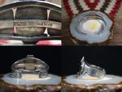 【GARDEN OF THE GODS】Antique Silver Cuff w/Three Onyx  c.1935