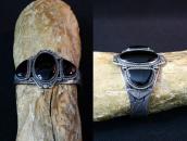 【GARDEN OF THE GODS】Antique Silver Cuff w/Three Onyx  c.1935
