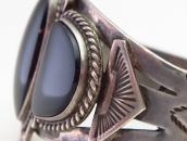 【GARDEN OF THE GODS】Antique Silver Cuff w/Three Onyx  c.1935