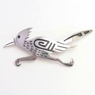 Vintage Hopi Roadrunner Shape Overlay Pin Brooch  c.1960～