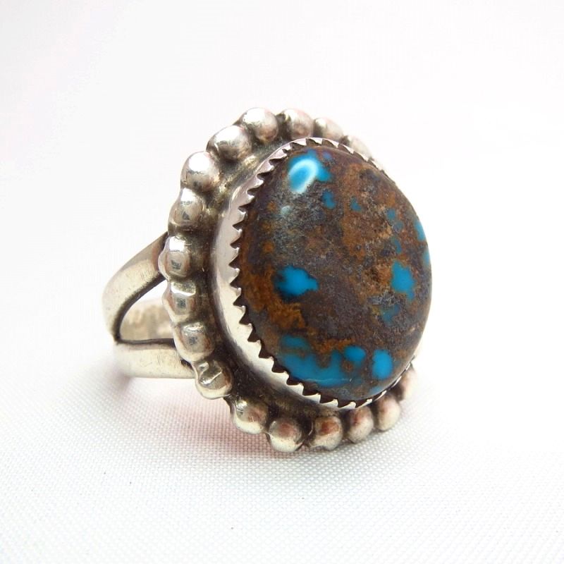 Vintage Silver Ring w/Boulder Bisbee TQ  c.1970
