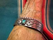Vintage Navajo Engraving Silver Narrow Cuff c.1950