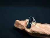 【GARDEN OF THE GODS】 Atq Silver Ring w/Two Black Onyx c.1940