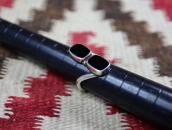 【GARDEN OF THE GODS】 Atq Silver Ring w/Two Black Onyx c.1940